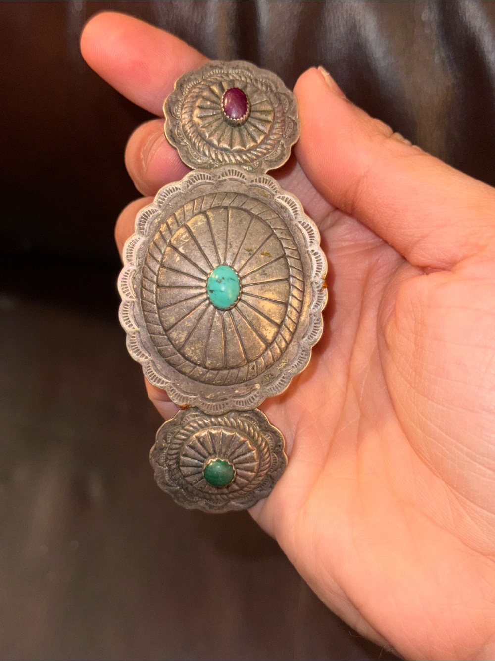 Vintage Made in France Southwestern Concho Hair Barrette Boho Western